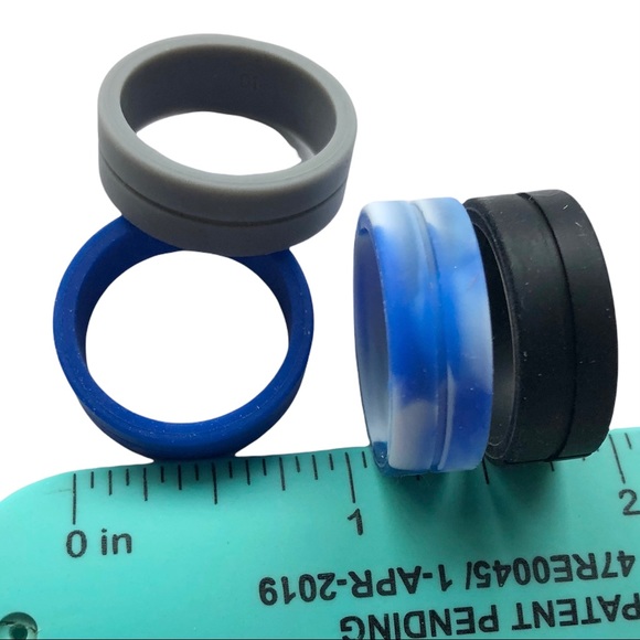 NEW Mens Silicone Ring Band Size 10 Blue Gray Black Camo Zitahli Wedding - Picture 2 of 7